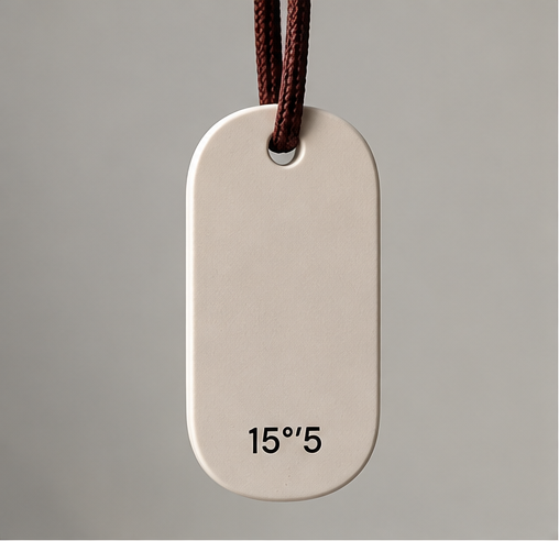 Scent Stone geursteen van 15°’5 — keramiek in warm beige met donkerbruin gevlochten koord, foto 1 van 7