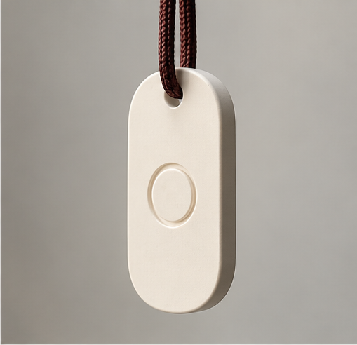 Scent Stone geursteen van 15°’5 — keramiek in warm beige met donkerbruin gevlochten koord, foto 3 van 7